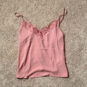 Elegant Pink Lace Trim Cami Top